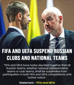 FIFA與歐足聯共同聲明，俄羅斯被踢出卡達世界盃